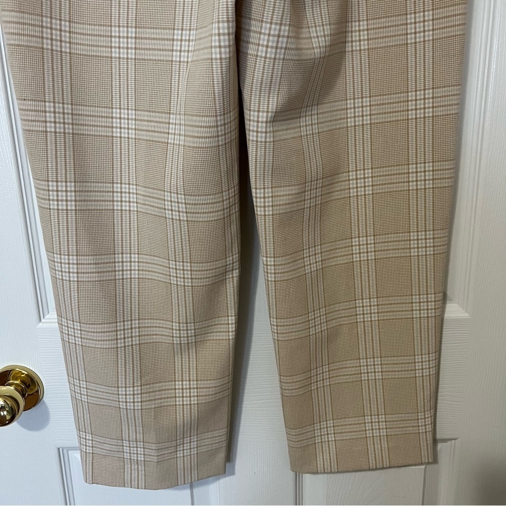 Aritzia Wilfred Beige White Plaid Jallade Tie Front Trousers Pants - Sz 8 - Picture 8 of 15